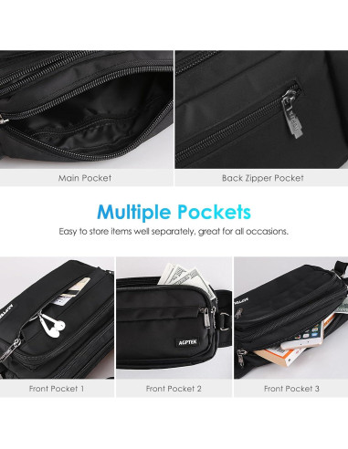 Riñonera AGPTEK Unisex Impermeable con Bloqueo RFID 22.86x13.97cm