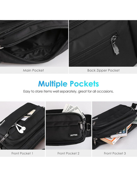 Riñonera AGPTEK Unisex Impermeable con Bloqueo RFID 22.86x13.97cm