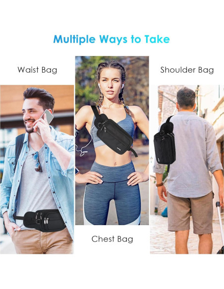 Riñonera AGPTEK Unisex Impermeable con Bloqueo RFID 22.86x13.97cm