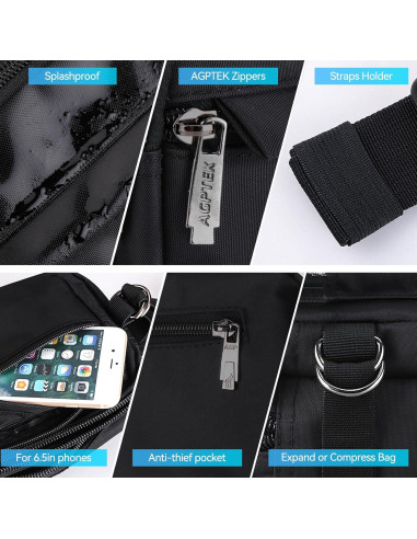 Riñonera AGPTEK Unisex Impermeable con Bloqueo RFID 22.86x13.97cm