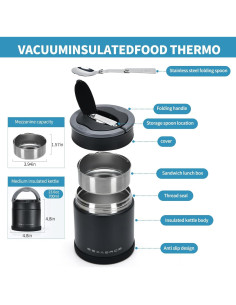 Termo Comida Aislado EEDABROS 0.7L Acero Inoxidable 2