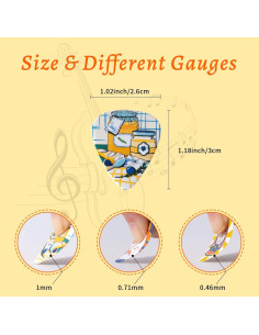 Set de 45 Púas de Guitarra Cobahom Celuloide Multicolor 0.46-1mm 2