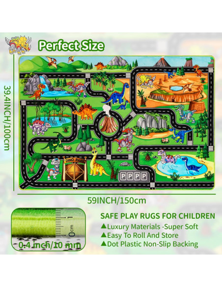 Alfombra de Juego DINSUMRUG Dinosaurios 149.86 x 100.08 cm