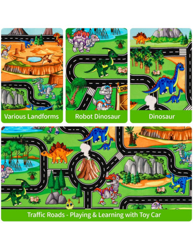 Alfombra de Juego DINSUMRUG Dinosaurios 149.86 x 100.08 cm
