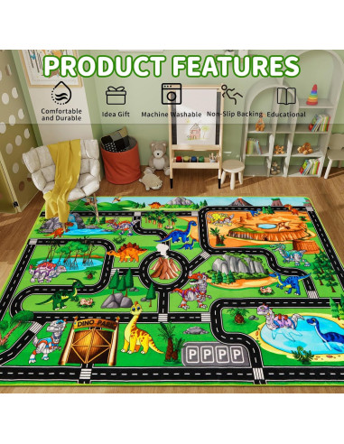Alfombra de Juego DINSUMRUG Dinosaurios 149.86 x 100.08 cm