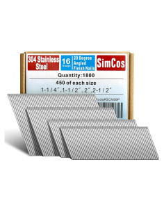 Clavos de Acabado Angulados 16GA SimCos 1800 pcs Acero Inoxidable