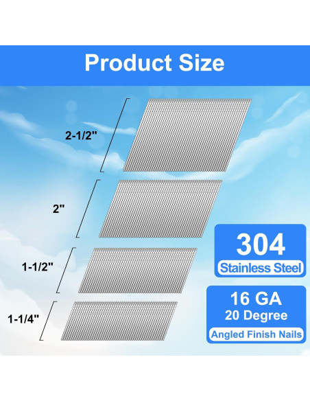 Clavos de Acabado Angulados 16GA SimCos 1800 pcs Acero Inoxidable