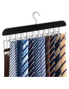 Perchero 2 en 1 Fitnice para Cinturones y Corbatas, Negro