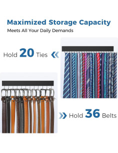 Soporte de Corbatas y Cinturones HAILMAJOR 2 Paquete Negro 2