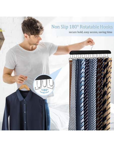 Perchero 2 en 1 Fitnice para Cinturones y Corbatas, Negro
