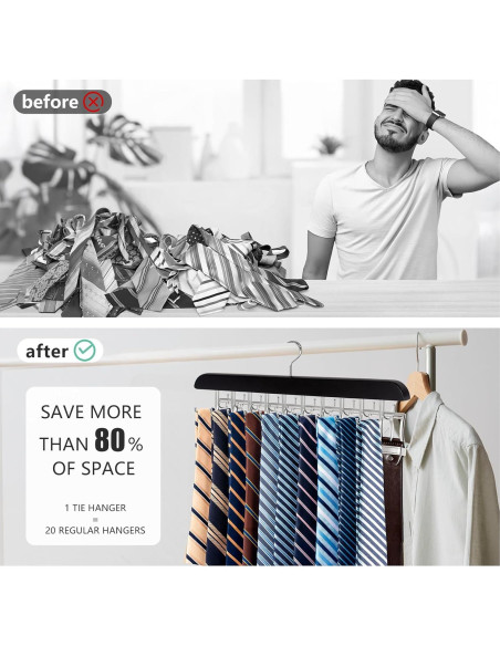 Perchero 2 en 1 Fitnice para Cinturones y Corbatas, Negro