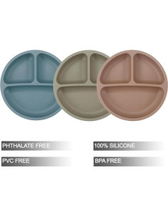 Juego de Alimentación PandaEar 3 Platos y 3 Cucharas Silicona 2