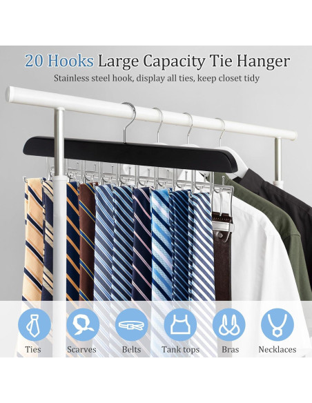 Perchero 2 en 1 Fitnice para Cinturones y Corbatas, Negro