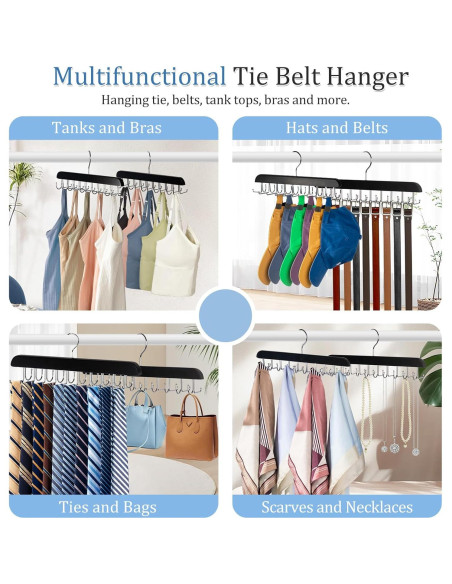 Perchero 2 en 1 Fitnice para Cinturones y Corbatas, Negro