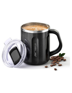 Taza de Viaje Ideus 16 oz Acero Inoxidable Negra Aislada
