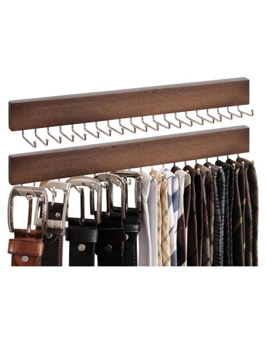 Soporte para Corbatas StorageWorks 2-Pack Madera Nogal 20 Ganchos