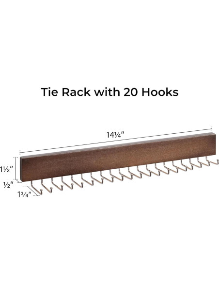 Soporte para Corbatas StorageWorks 2-Pack Madera Nogal 20 Ganchos