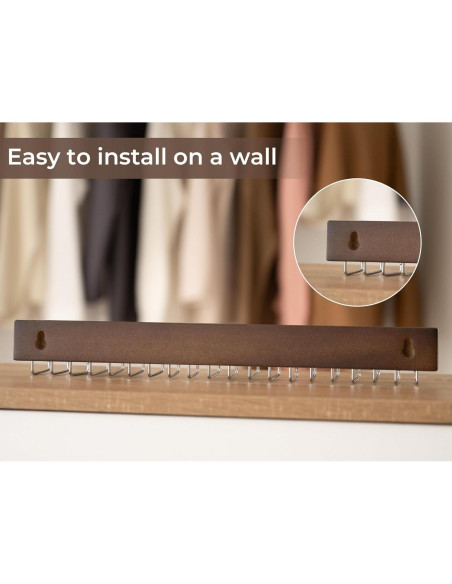 Soporte para Corbatas StorageWorks 2-Pack Madera Nogal 20 Ganchos