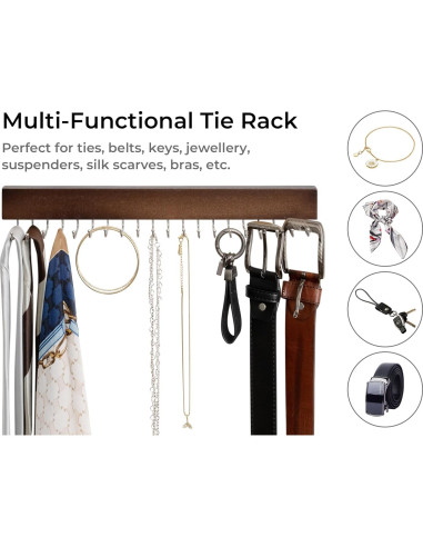 Soporte para Corbatas StorageWorks 2-Pack Madera Nogal 20 Ganchos