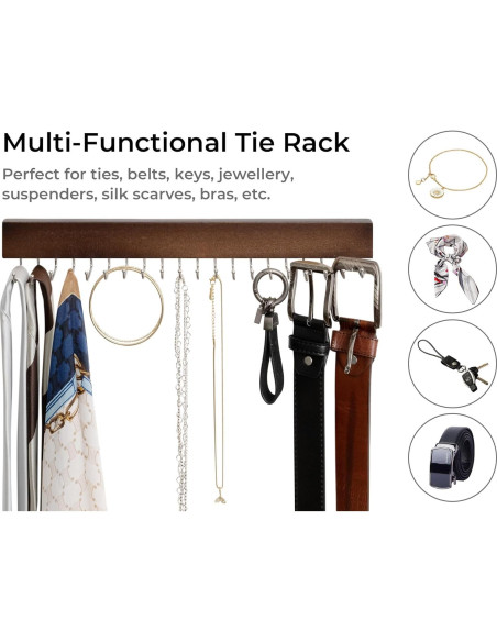 Soporte para Corbatas StorageWorks 2-Pack Madera Nogal 20 Ganchos