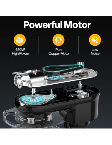 Mezclador de Pie VIVOHOME 6QT 650W 6 Velocidades Negro