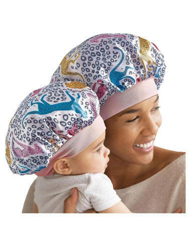 Gorro de Satén 2-en-1 Mamá e Hijo Red by Kiss Leopardo