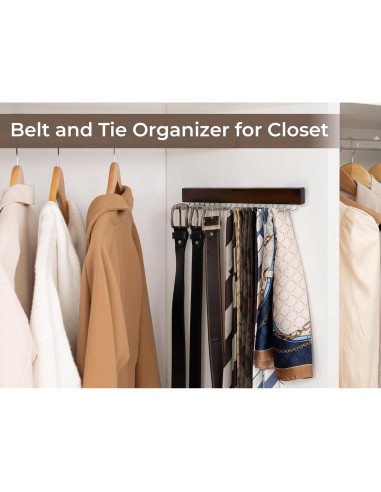 Soporte para Corbatas StorageWorks 2-Pack Madera Nogal 20 Ganchos