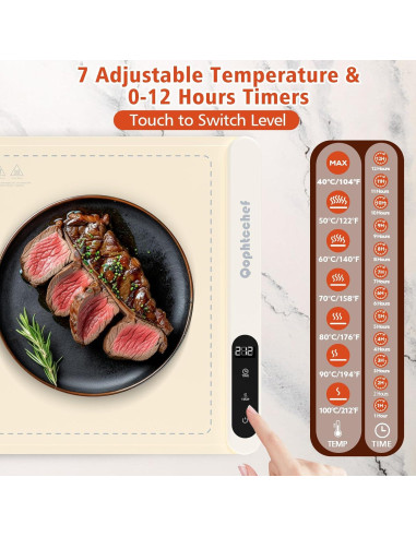 Alfombrilla Calentadora Eléctrica Qophtcchef XL Beige 500W