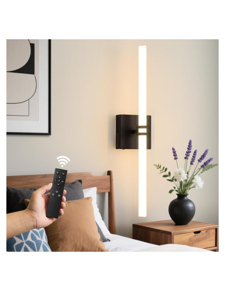 Aplique de Pared Inalámbrico Eicrkodn 55.88 cm Negro con Control Remoto