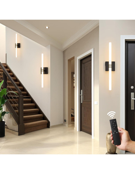 Aplique de Pared Inalámbrico Eicrkodn 55.88 cm Negro con Control Remoto