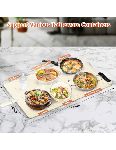 Alfombrilla Calentadora Eléctrica Qophtcchef XL Beige 500W