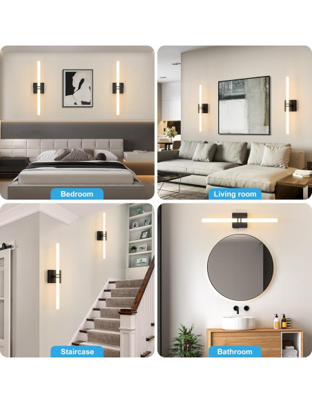 Aplique de Pared Inalámbrico Eicrkodn 55.88 cm Negro con Control Remoto