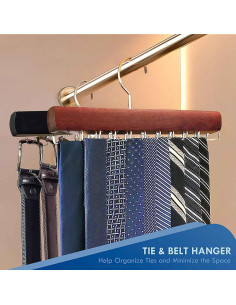 Perchero para Corbatas KEOAMG de Madera Caoba con 18 Ganchos 2