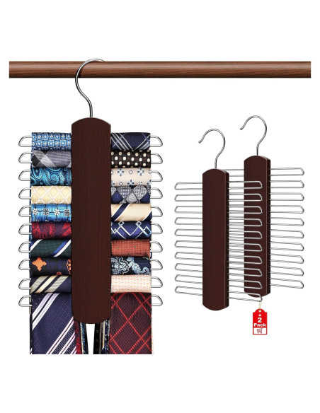 Soporte para Corbatas YYILIS 2 Paquete Madera Rotatable 40 Corbatas
