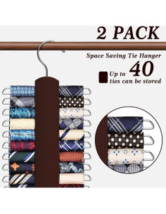 Soporte para Corbatas YYILIS 2 Paquete Madera Rotatable 40 Corbatas 2