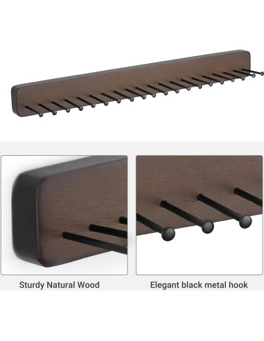 Soporte de Corbatas Mkono de Madera para 20 Corbatas y Cinturones