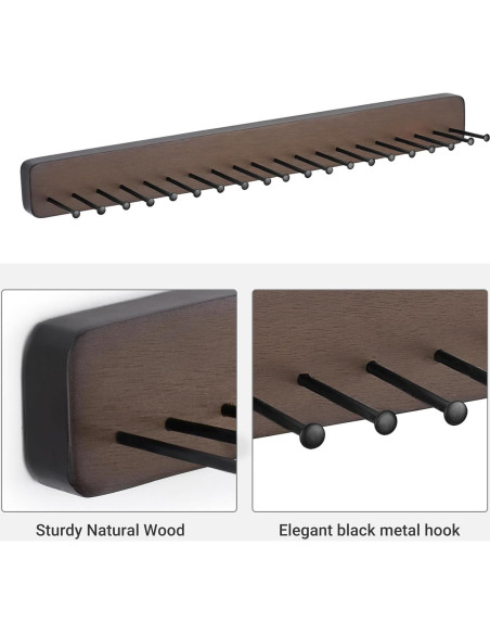 Soporte de Corbatas Mkono de Madera para 20 Corbatas y Cinturones