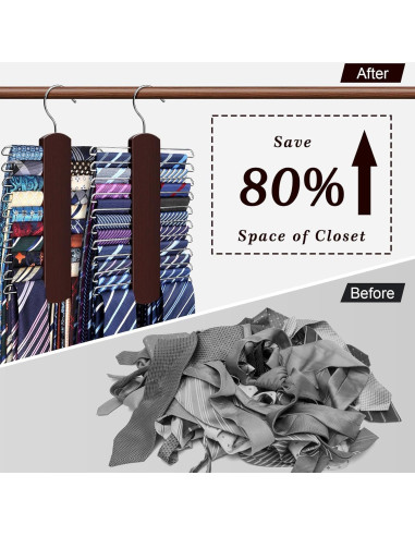 Soporte para Corbatas YYILIS 2 Paquete Madera Rotatable 40 Corbatas