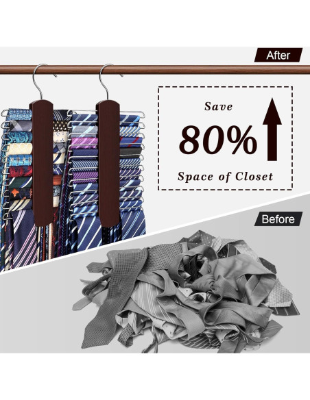 Soporte para Corbatas YYILIS 2 Paquete Madera Rotatable 40 Corbatas