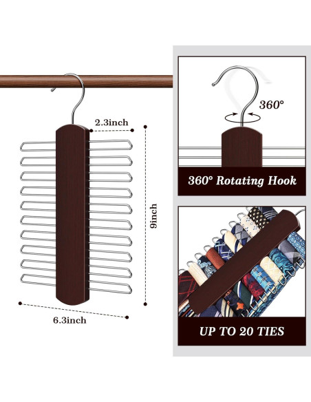 Soporte para Corbatas YYILIS 2 Paquete Madera Rotatable 40 Corbatas