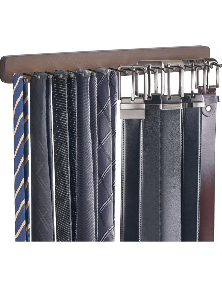 Soporte de Corbatas Mkono de Madera para 20 Corbatas y Cinturones