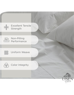 Juego de Sábanas Individual 100% Algodón Linen Home Blanco 3 Piezas 2