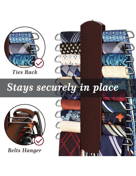 Soporte para Corbatas YYILIS 2 Paquete Madera Rotatable 40 Corbatas