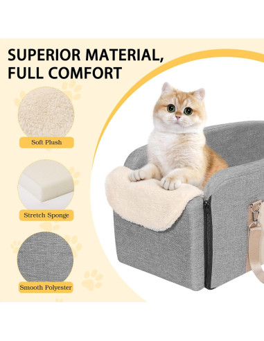 Asiento de Coche para Perros VavoPaw Consola Pickup Gris 48x38cm