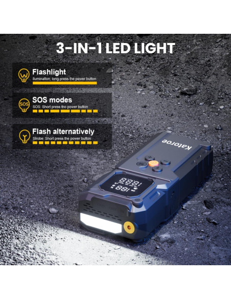 Arrancador de Salto KATOROE Q27B 4000A con Compresor 12V Arrancador de Salto KATOROE Q27B 4000A con Compresor 12V