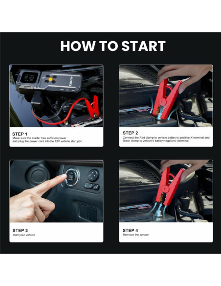 Arrancador de Salto KATOROE Q27B 4000A con Compresor 12V Arrancador de Salto KATOROE Q27B 4000A con Compresor 12V