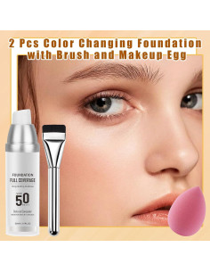 Base de Maquillaje Líquida DWDiWen 2PCS SPF50 Hidratante 2