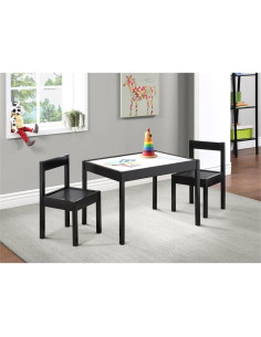 Conjunto de Mesa y Sillas de Madera Pemberly Row Negro 3 Piezas 2