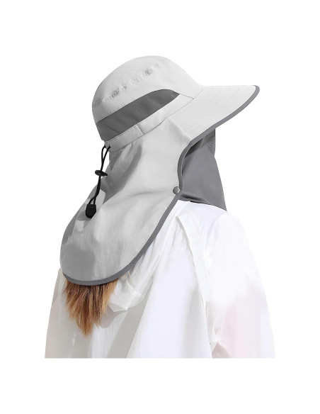 Sombrero de Sol UPF 50+ Gris Claro con Flap Desmontable