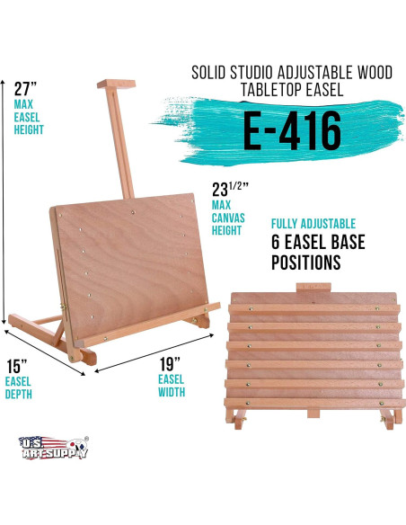 Caballete de Madera Sólida Suministro de Arte E-416 Ajustable